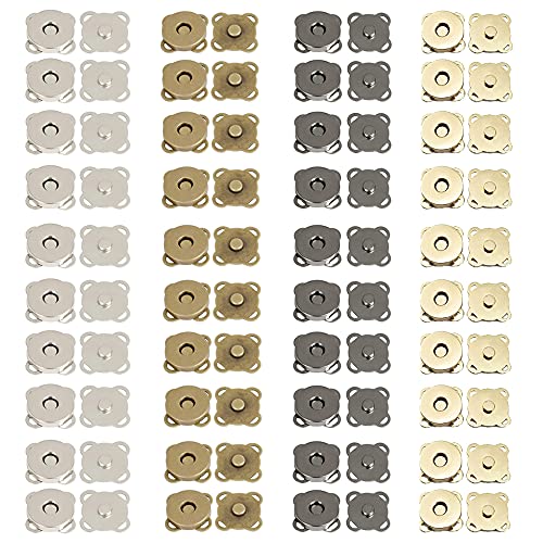 40 Stück Magnetische Knopf, DIY Magnetknopf, Magnetknopf Nähen Druckknöpfe, Magnetverschluss, Für Taschen, Nähen, Handwerk, Handtaschen, Kleidung (Bronze, Silber, Schwarz, Gold) (14mm) von CaiYuanGJ