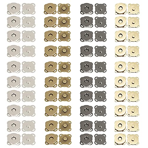 40 Stück Magnetische Knopf, DIY Magnetknopf, Magnetknopf Nähen Druckknöpfe, Magnetverschluss, Für Taschen, Nähen, Handwerk, Handtaschen, Kleidung (Bronze, Silber, Schwarz, Gold) (14mm) von CaiYuanGJ