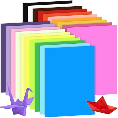 100 Blatt Buntes Papier A4, Caianwin 80 g/m² Bastelpapier Doppelseitiges Farbig Origami Papier für Drucker, DIY, Kunstprojekte, Haus und Schule(20 Farben） von Caianwin