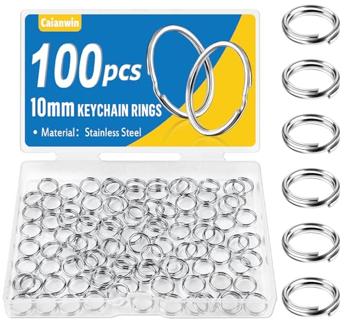 100 Stück Schlüsselringe 10mm, Caianwin Schlüsselring Klein Edelstahl Schlüsselanhänger Ring für Schlüssel, Halsketten, Armbänder, Ohrringe, Basteln, Ornamente und DIY 100 Stück Schlüsselringe 10mm, Caianwin Schlüsselring Klein Edelstahl Schlüsselanhänger Ring für Schlüssel, Halsketten, Armbänder, Ohrringe, Basteln, Ornamente und DIY von Caianwin