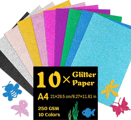 Caianwin 10 Blatt Bunt Glitzerpapier 10 Farben Glitzerpapier zum Basteln Bastelpapier Glitzer für DIY, Greeting Cards and Birthday Parties Caianwin 10 Blatt Bunt Glitzerpapier 10 Farben Glitzerpapier zum Basteln Bastelpapier Glitzer für DIY, Greeting Cards and Birthday Parties von Caianwin
