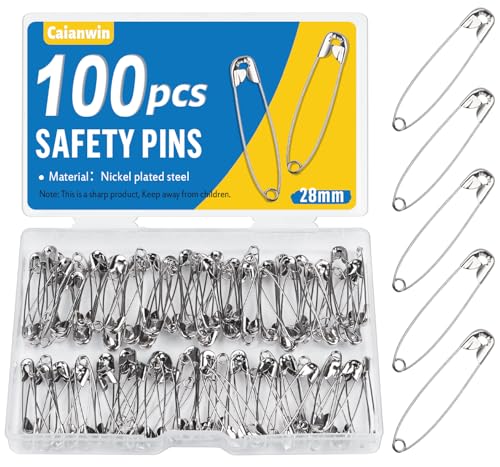 Caianwin 100 Stück Sicherheitsnadeln 28 mm Sicherheitsnadel klein mit Praktischer Box Safety Pins für Befestigen und Nähen von Kleidung und Handarbeiten, Schmuckherstellung Caianwin 100 Stück Sicherheitsnadeln 28 mm Sicherheitsnadel klein mit Praktischer Box Safety Pins für Befestigen und Nähen von Kleidung und Handarbeiten, Schmuckherstellung von Caianwin