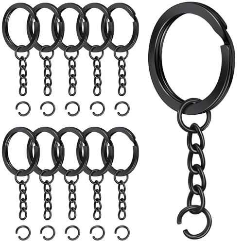 Caianwin 20 Stück 25mm Schlüsselring mit Kette Spaltring Schlüsselanhänger Ring Schwarz Runde Flacher Schlüsselringe für DIY, Bastelarbeiten Schmuckherstellung Caianwin 20 Stück 25mm Schlüsselring mit Kette Spaltring Schlüsselanhänger Ring Schwarz Runde Flacher Schlüsselringe für DIY, Bastelarbeiten Schmuckherstellung von Caianwin