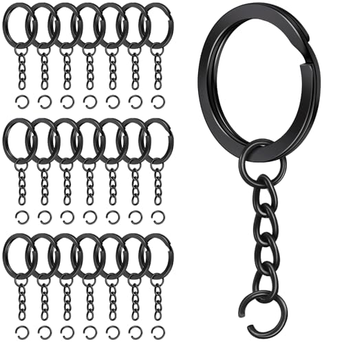 Caianwin 40 Stück 25mm Schlüsselring mit Kette Spaltring Schlüsselanhänger Ring Schwarz Runde Flacher Schlüsselringe für DIY, Bastelarbeiten Schmuckherstellung Caianwin 40 Stück 25mm Schlüsselring mit Kette Spaltring Schlüsselanhänger Ring Schwarz Runde Flacher Schlüsselringe für DIY, Bastelarbeiten Schmuckherstellung von Caianwin
