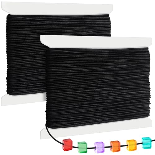 Caianwin 40M/1mm Gummiband für Armbänder Elastische Schnur Schwarz Farbe Schmuckfaden Elastisch Nylonschnur für Perlen Halskette und DIY Schmuck Handwerk von Caianwin
