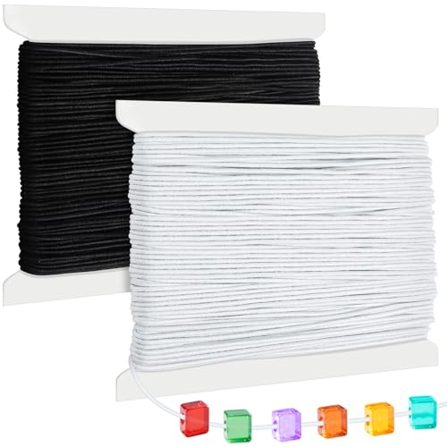 Caianwin 40M/1mm Gummiband für Armbänder Elastische Schnur Schwarz und Weiß Farbe Schmuckfaden Elastisch Nylonschnur für Perlen Halskette und DIY Schmuck Handwerk von Caianwin