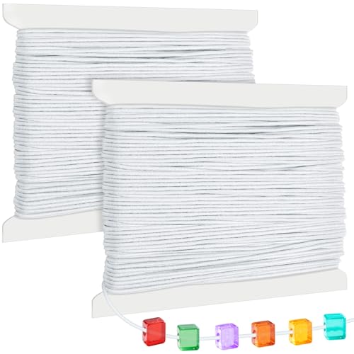 Caianwin 40M/1mm Gummiband für Armbänder Elastische Schnur Weiß Farbe Schmuckfaden Elastisch Nylonschnur für Perlen Halskette und DIY Schmuck Handwerk von Caianwin