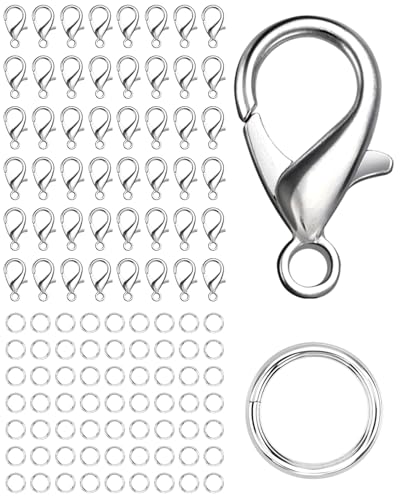 Caianwin Kettenverschluss-Set, 300 Stück, Silber, Schmuckverschluss, Armbandverschluss, Kettenverschluss, Karabinerverschluss, Verschluss für Schmuckherstellung Caianwin Kettenverschluss-Set, 300 Stück, Silber, Schmuckverschluss, Armbandverschluss, Kettenverschluss, Karabinerverschluss, Verschluss für Schmuckherstellung von Caianwin