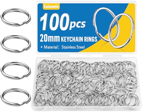 100 Stück Schlüsselringe 20mm, Caianwin Schlüsselring Metall Rund Schlüsselanhänger Ring für Schlüssel,Schlüsselanhänger Zubehör,Basteln,Ornamente und DIY von Caianwin
