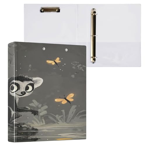 1 und 1/2 Zoll Notizbuch, 3 Ringe, Collegebinder, für Studenten, mit Klemmbrett, ästhetischer Ordner, 200 Blatt, 2 Stück, Cartoon-Lemur A River von Caihoyu