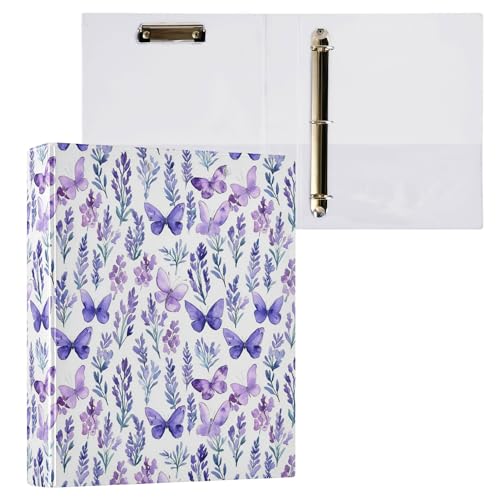 1 und 1/2 Zoll Notizbuch, 3 Ringe, Schulbedarf mit Klemmbrett, Bürobedarf, Hardcover, 2 Stück, Lavendel, Blumen, Schmetterlinge 1 und 1/2 Zoll Notizbuch, 3 Ringe, Schulbedarf mit Klemmbrett, Bürobedarf, Hardcover, 2 Stück, Lavendel, Blumen, Schmetterlinge von Caihoyu