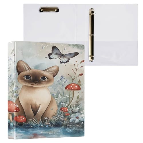 1 und 1/2 Zoll Notizbuch, 3-Ringe für Briefgröße (27,9 x 21,6 cm) mit Klemmbrett, Büroordner, Zubehör, 200 Blatt, 2 Stück, Cartoon, Tonkinese, Katzen, Fluss von Caihoyu