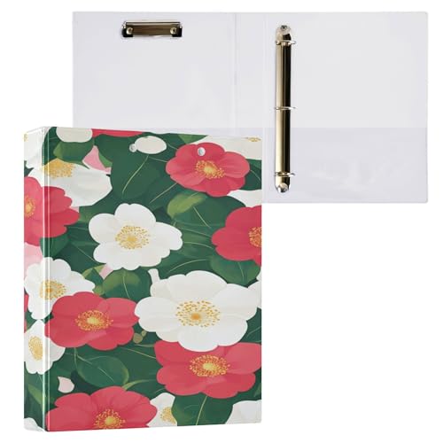 1 und 1/2 Zoll Notizbuch, runde Ringe, Ordner für Studenten, mit Klemmbrett, Bürobedarf, Hardcover, 2 Stück, Schönheit, Frühlingsblumen, Kamelie 1 und 1/2 Zoll Notizbuch, runde Ringe, Ordner für Studenten, mit Klemmbrett, Bürobedarf, Hardcover, 2 Stück, Schönheit, Frühlingsblumen, Kamelie von Caihoyu