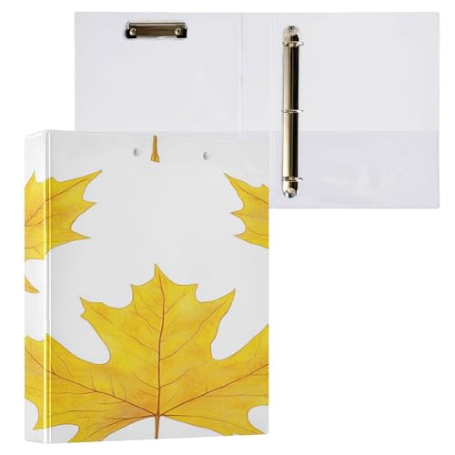 1 und 1/2 Zoll Notizbuchordner mit drei Ringen für Briefgröße (27,9 x 21,6 cm) mit Klemmbrett, Büroordner, 200 Blatt, 2 Stück, Kanada Gold Ahornblatt von Caihoyu