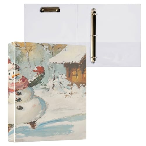 1 und 1/2 Zoll Ordner, runde Ringe, Schulbedarf, Ordner mit Klemmbrett, ästhetischer Ordner, 200 Blatt, 2 Stück, Schneemann tanzt im Winterwunderland 1 und 1/2 Zoll Ordner, runde Ringe, Schulbedarf, Ordner mit Klemmbrett, ästhetischer Ordner, 200 Blatt, 2 Stück, Schneemann tanzt im Winterwunderland von Caihoyu