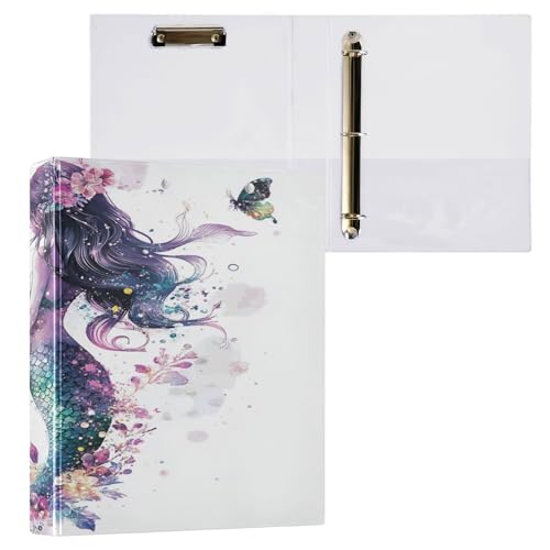 2,5 cm Ringbuch, runde Ringe, College-Ordner für Studenten, mit Taschen, Büro-Binderbedarf, Hardcover, 1 Packung, schicke Meerjungfrauen, Weiß 2,5 cm Ringbuch, runde Ringe, College-Ordner für Studenten, mit Taschen, Büro-Binderbedarf, Hardcover, 1 Packung, schicke Meerjungfrauen, Weiß von Caihoyu
