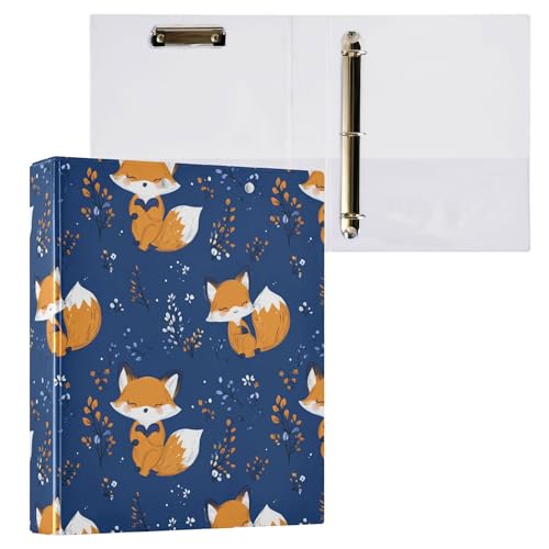 2,5 cm Ringbuch, runde Ringe, College-Ordner für Studenten mit Klemmbrett, Büroordner, Hardcover, 2 Stück, niedlicher Fuchs, Königsblau 2,5 cm Ringbuch, runde Ringe, College-Ordner für Studenten mit Klemmbrett, Büroordner, Hardcover, 2 Stück, niedlicher Fuchs, Königsblau von Caihoyu