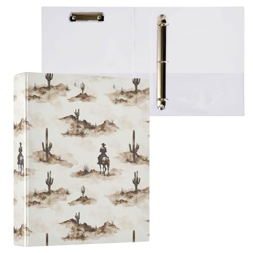 2,5 cm Ringbuch, runde Ringe, College-Ordner für Studenten mit Taschen, Büro-Binderbedarf, Hardcover, 2 Stück, Western-Cowboy, Kaktus, Cowgirl, große Wildnis 2,5 cm Ringbuch, runde Ringe, College-Ordner für Studenten mit Taschen, Büro-Binderbedarf, Hardcover, 2 Stück, Western-Cowboy, Kaktus, Cowgirl, große Wildnis von Caihoyu