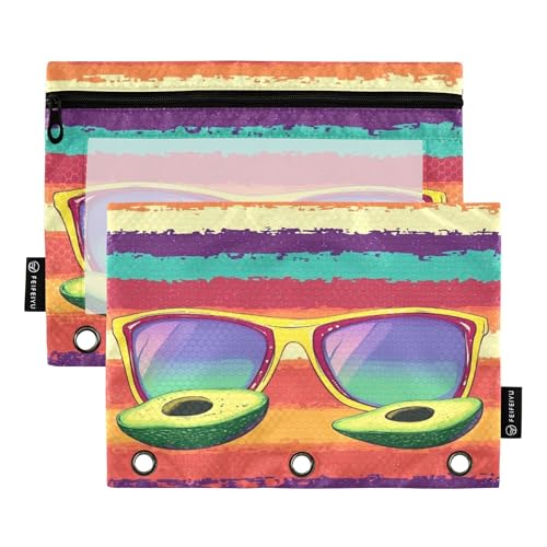 2 Stück Bleistifttaschen passend für Standard-3-Ring-Ordner, transparentes Fenster, Kosmetiktasche, Reißverschluss, Stifttasche, Schule, Büro, Kosmetik, Kinderbedarf, mexikanischer Stil, Cinco de Mayo 2 Stück Bleistifttaschen passend für Standard-3-Ring-Ordner, transparentes Fenster, Kosmetiktasche, Reißverschluss, Stifttasche, Schule, Büro, Kosmetik, Kinderbedarf, mexikanischer Stil, Cinco de Mayo von Caihoyu