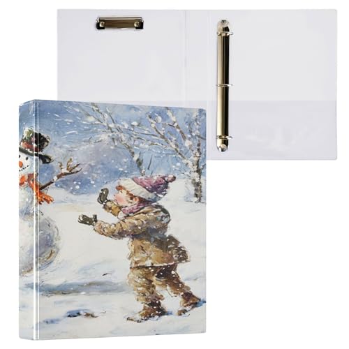 3,5 cm Notizbuch, 3,5 cm, Ordner für die Schule mit Klemmbrett, Büroordner, Hardcover, 2 Stück, Schneemann tanzt im Winterwunderland 3,5 cm Notizbuch, 3,5 cm, Ordner für die Schule mit Klemmbrett, Büroordner, Hardcover, 2 Stück, Schneemann tanzt im Winterwunderland von Caihoyu