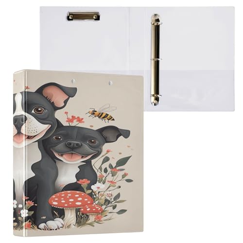 3,5 cm Notizbuch, 3 Ringbücher für die Schule mit Klemmbrett, Bürobedarf, Hardcover, 2 Stück, Cartoon, Staffordshire Bullterrier, Beige, 2 Stück 3,5 cm Notizbuch, 3 Ringbücher für die Schule mit Klemmbrett, Bürobedarf, Hardcover, 2 Stück, Cartoon, Staffordshire Bullterrier, Beige, 2 Stück von Caihoyu