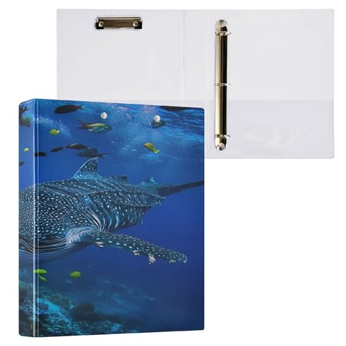 3,5 cm Ordner mit drei Ringen, College-Ordner für Studenten mit Innentaschen, sortierte Ordner, Hardcover, 2 Stück, "Some Whale" von Caihoyu