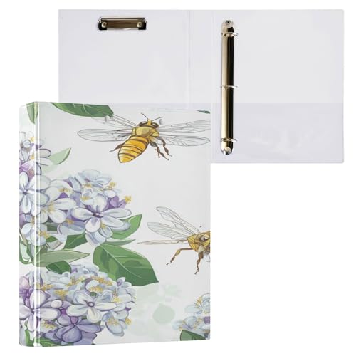 3,5 cm großer Ordner mit 3 Ringen, für Briefgröße (27,9 x 21,6 cm), mit Klemmbrett, Büroordner, Zubehör, 200 Blatt, 2 Stück, Schönheit, Frühlingsblumen, Idaho Syringa, Mock, Orange, Libelle und die von Caihoyu
