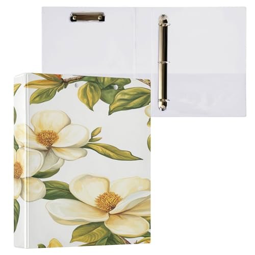 3,8 cm (1 1/2 Zoll) Notizbuch, 3,8 cm, Schulordner mit Klemmbrett, Bürobedarf, Hardcover, 2 Stück, Schönheit, Frühlingsblumen, Mississippi, Magnolie von Caihoyu