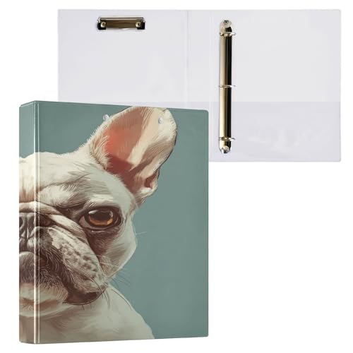 3,8 cm Notizbuchordner mit drei Ringen für Briefgröße (27,9 x 21,6 cm) mit Klemmbrett, ästhetischer Ordner, 200 Blatt, 2 Stück, niedliche französische Bulldogge, Wut von Caihoyu