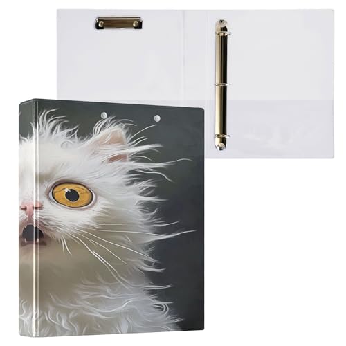 3,8 cm Ordner, 3 Ringe für Briefgröße (27,9 x 21,6 cm), mit Klemmbrett, Bürobedarf, 200 Blatt, 2 Stück, Cartoon, lustig, LaPerm, Katzen Angst von Caihoyu