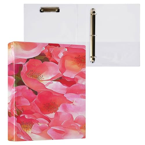 3,8 cm Ordner 3-Ringe Schulordner mit Tascheneinband Ästhetischer Ordner Hardcover 2 Pack Schönheit Frühling Blumen District of Beauty Rose von Caihoyu