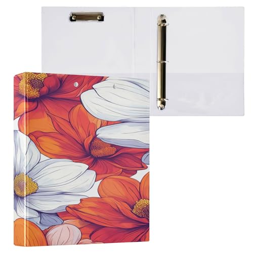 3,8 cm Ordner mit 3 Ringen, College-Ordner für Studenten mit Taschen, verschiedene Ordner, Hardcover, 2 Stück, Schönheit, Frühlingsblumen, Mississippi, Magnolie von Caihoyu