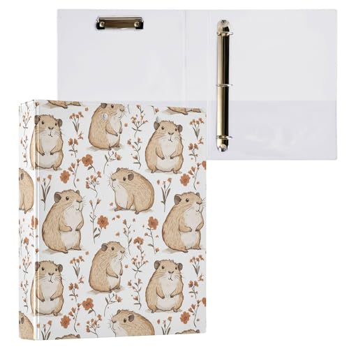 3,8 cm Ordner mit 3 Ringen, Schulbedarf mit Tascheneinband, Bürobedarf, 200 Blatt, 2 Stück, süßes Capybara-Weiß von Caihoyu
