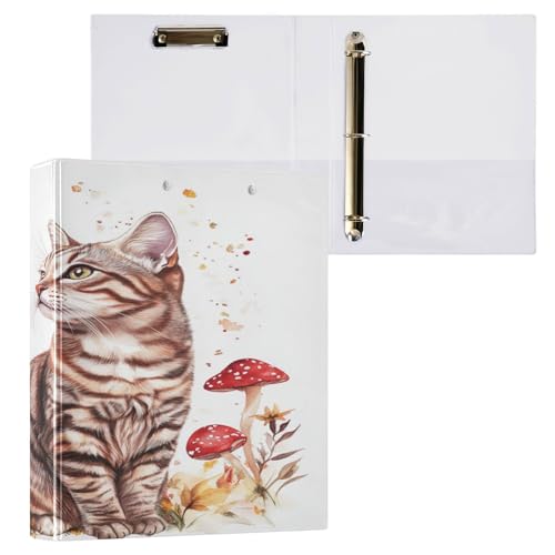3,8 cm Ordner mit 3 Ringen, für Briefgröße (27,9 x 21,6 cm), mit Klemmbrett, Bürobedarf, 200 Blatt, 2 Stück, schicke Toyger-Katzen, Weiß von Caihoyu