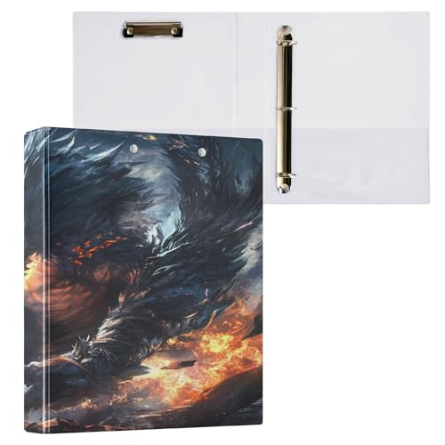 3,8 cm Ordner mit 3 Ringen, für Studenten, mit Klemmbrett, verschiedene Ordner, Hardcover, 2 Stück, Drache 3,8 cm Ordner mit 3 Ringen, für Studenten, mit Klemmbrett, verschiedene Ordner, Hardcover, 2 Stück, Drache von Caihoyu