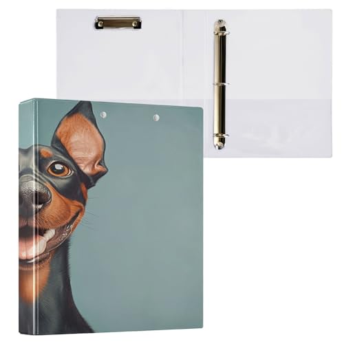 3,8 cm Ordner mit drei Ringen für die Schule mit Klemmbrett, ästhetischer Ordner, 200 Blatt, 2 Stück, Cartoon, lustig, Dobermann, Pinscher, Hunde glücklich 3,8 cm Ordner mit drei Ringen für die Schule mit Klemmbrett, ästhetischer Ordner, 200 Blatt, 2 Stück, Cartoon, lustig, Dobermann, Pinscher, Hunde glücklich von Caihoyu