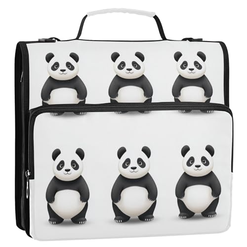 3,8 cm Ringbuch-Organizer mit Schultergurt und Griff, wasserdicht, mit Reißverschluss, Portfolio für Mittelschüler, süßer Panda, Weiß 3,8 cm Ringbuch-Organizer mit Schultergurt und Griff, wasserdicht, mit Reißverschluss, Portfolio für Mittelschüler, süßer Panda, Weiß von Caihoyu