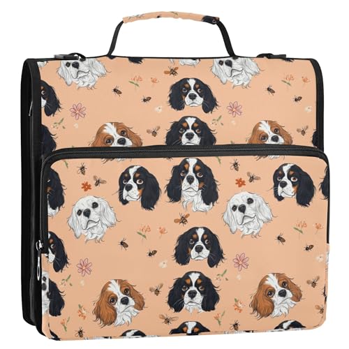 3,8 cm Ringbuch mit 3 Ringen, Reißverschluss mit Schultergurt, inklusive Reißverschlusstasche, Dokumentenordner, Organizer, geeignet für Mittelschule, lustiger Cavalier King Spaniel, Hunde, Pfirsich 3,8 cm Ringbuch mit 3 Ringen, Reißverschluss mit Schultergurt, inklusive Reißverschlusstasche, Dokumentenordner, Organizer, geeignet für Mittelschule, lustiger Cavalier King Spaniel, Hunde, Pfirsich von Caihoyu