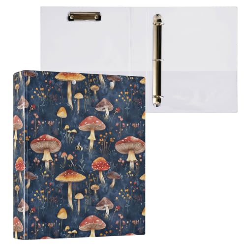 3,8 cm Ringbuch mit 3 Ringen für Briefgröße (27,9 x 21,6 cm) mit Klemmbrett, sortierte Ordner, 200 Blatt, 1 Packung, rote Pilze, Coprinopsis Atramentaria von Caihoyu