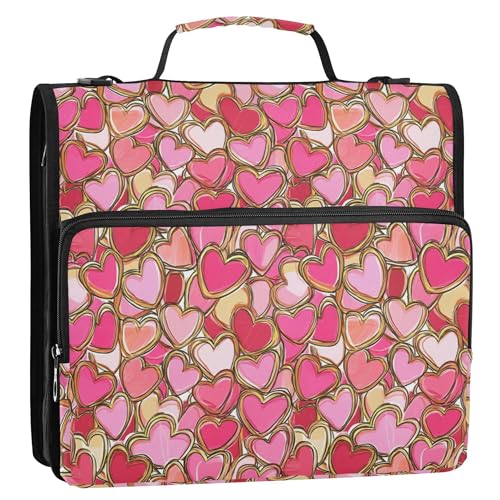 3,8 cm Ringbuch mit Reißverschluss und Riemen, mehrere Taschen, Schulordner, Organizer für Schule/Büro, Valentinstag, Golden Love 3,8 cm Ringbuch mit Reißverschluss und Riemen, mehrere Taschen, Schulordner, Organizer für Schule/Büro, Valentinstag, Golden Love von Caihoyu