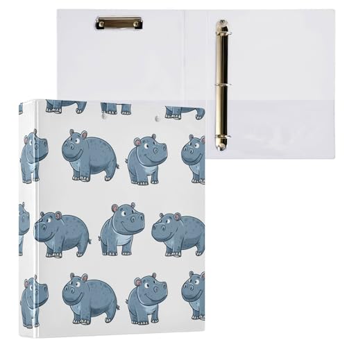 3,8 cm Ringbuch mit runden Ringen, für Studenten, mit Innentaschen, Bürobinderbedarf, 200 Blatt, 1 Packung, Cartoon-Nilpferd, Weiß 3,8 cm Ringbuch mit runden Ringen, für Studenten, mit Innentaschen, Bürobinderbedarf, 200 Blatt, 1 Packung, Cartoon-Nilpferd, Weiß von Caihoyu