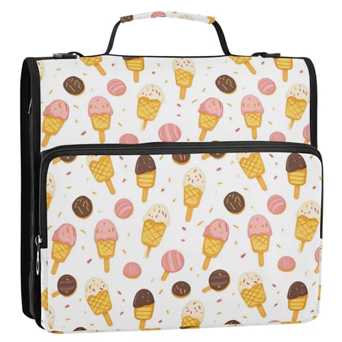 3,8 cm Ringordner mit Gurt mit Reißverschluss, Schulbinder, Organizer für Schule/Büro, Eiscreme 3,8 cm Ringordner mit Gurt mit Reißverschluss, Schulbinder, Organizer für Schule/Büro, Eiscreme von Caihoyu