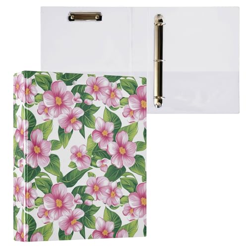 3,8 cm große Ordner, runde Ringe, College-Ordner für Studenten, mit Taschen, Büro-Binderbedarf, Hardcover, 2 Stück, Dominica Bois Caraibe Beauty Summer Flowers von Caihoyu