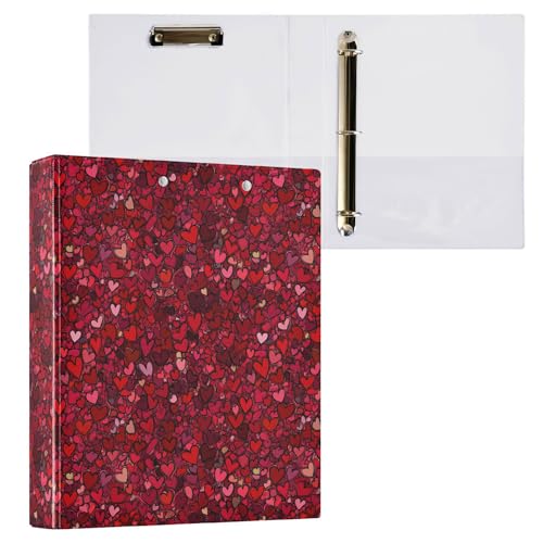 3,8 cm große Ordner mit 3 Ringen für Briefgröße (27,9 x 21,6 cm) mit Innentaschen, ästhetischer Ordner, Hardcover, 2 Stück, Valentinstag, Herz, Liebe von Caihoyu