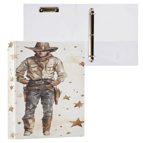 3,8 cm große Ordner mit drei Ringen, Schulordner mit Taschen, Büroordner, Zubehör, 200 Blatt, 2 Stück, Panda, Cowboy, primitiver Charme von Caihoyu