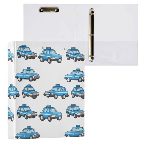 3,8 cm große Ordner mit drei Ringen für Briefgröße (27,9 x 21,6 cm) mit Klemmbrett, Bürobedarf, Hardcover, 2 Stück, Polizeiauto, Herde, Weiß von Caihoyu