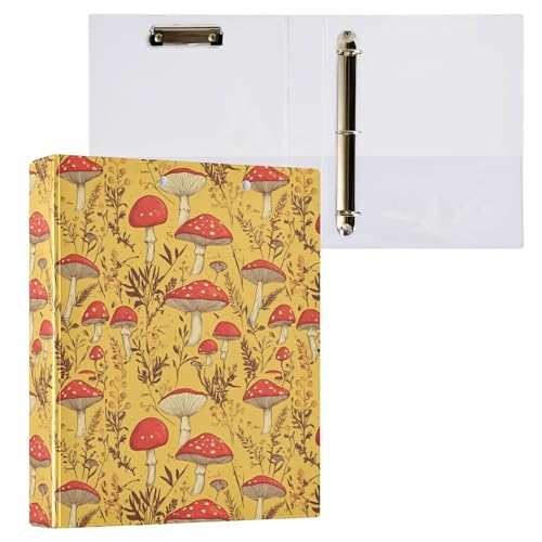3,8 cm große Ordner mit drei Ringen und Tascheneinband, Büroordner, Hardcover, 2 Stück, rote Pilze, Enoki-Pilz von Caihoyu