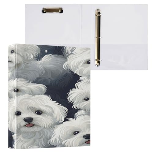 3,8 cm große Ordner mit runden Ringen, Schulordner mit Klemmbrett, Büroordner, Hardcover, 2 Stück, lustige Malteser-Hunde, ein Fluss 3,8 cm große Ordner mit runden Ringen, Schulordner mit Klemmbrett, Büroordner, Hardcover, 2 Stück, lustige Malteser-Hunde, ein Fluss von Caihoyu