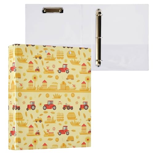 3,8 cm großer Ordner mit drei Ringen für Briefgröße (27,9 x 21,6 cm) mit Klemmbrett, Bürobedarf, 200 Blatt, 2 Stück, Mähdrescher, Traktor und Getreidespeicher von Caihoyu