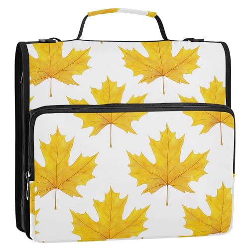 3,8 cm großer Organizer mit 3 Ringen und Griff und abnehmbarem Schultergurt, mehrere Taschen, Dokumenten-Organizer für Schule, Kanada, goldfarbenes Ahornblatt 3,8 cm großer Organizer mit 3 Ringen und Griff und abnehmbarem Schultergurt, mehrere Taschen, Dokumenten-Organizer für Schule, Kanada, goldfarbenes Ahornblatt von Caihoyu